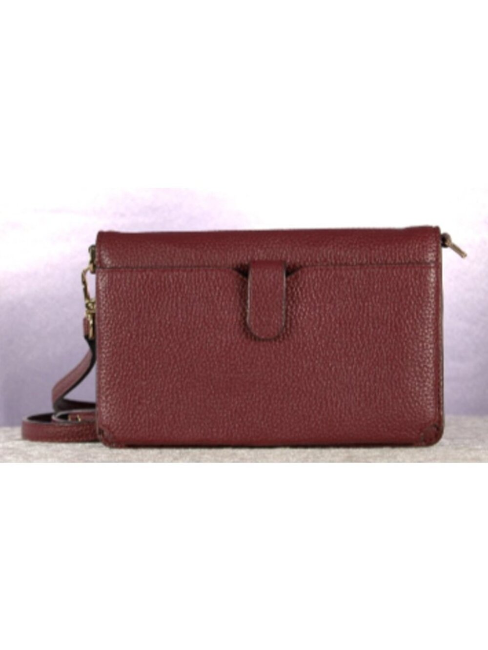 Michael Kors Burgundy Pebbled Leather Wallet Crossbody Wristlet - Picture 3 of 7